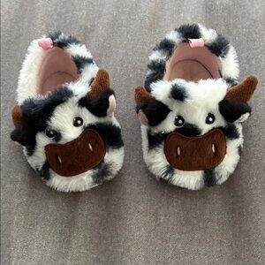 Wonder Nation Cow Print Kids Slippers - Black, White, Brown